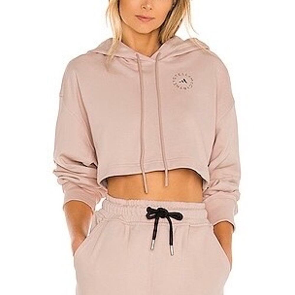Adidas Stella Mccartney Crop Hoodie Xs Pink Future Playground Athletic Pullover